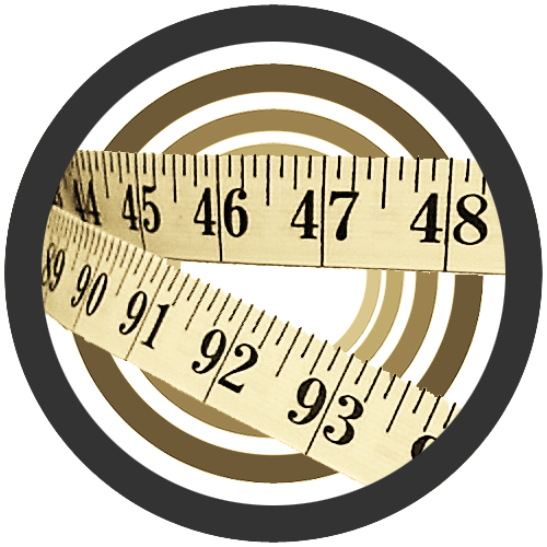 Measuring tape coiled loosely, indicating weight loss, over neutral concentric circles