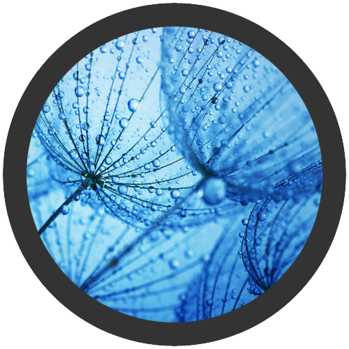 Blue water droplets indicating to release and let go inside a black circle